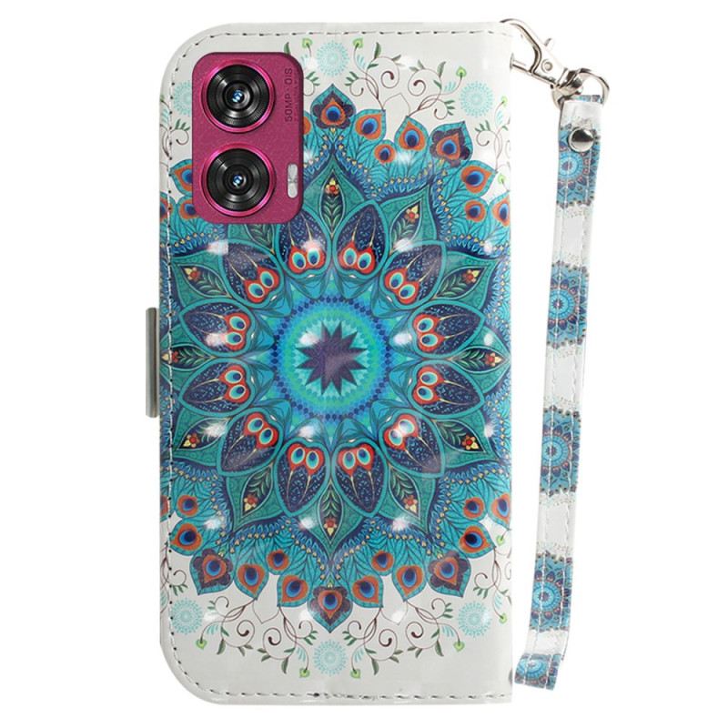 Kožna Futrola Motorola Edge 50 Fusion Zelena Mandala S Remenom