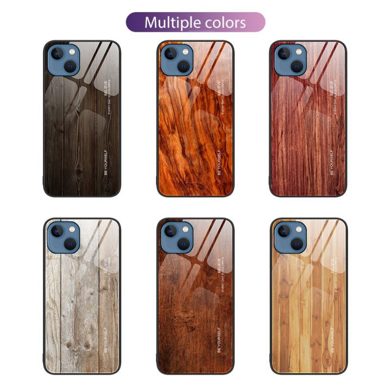 Maskica iPhone 15 Plus Drveni Dizajn Od Kaljenog Stakla