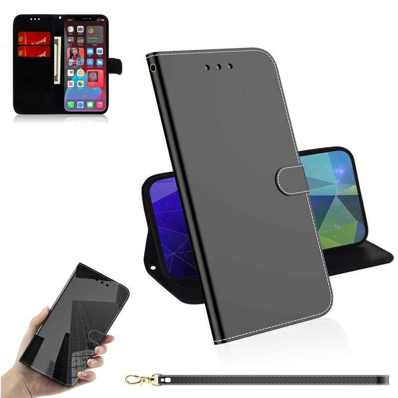 Futrola iPhone 13 Pro Max Poklopac Ogledala Od Umjetne Kože