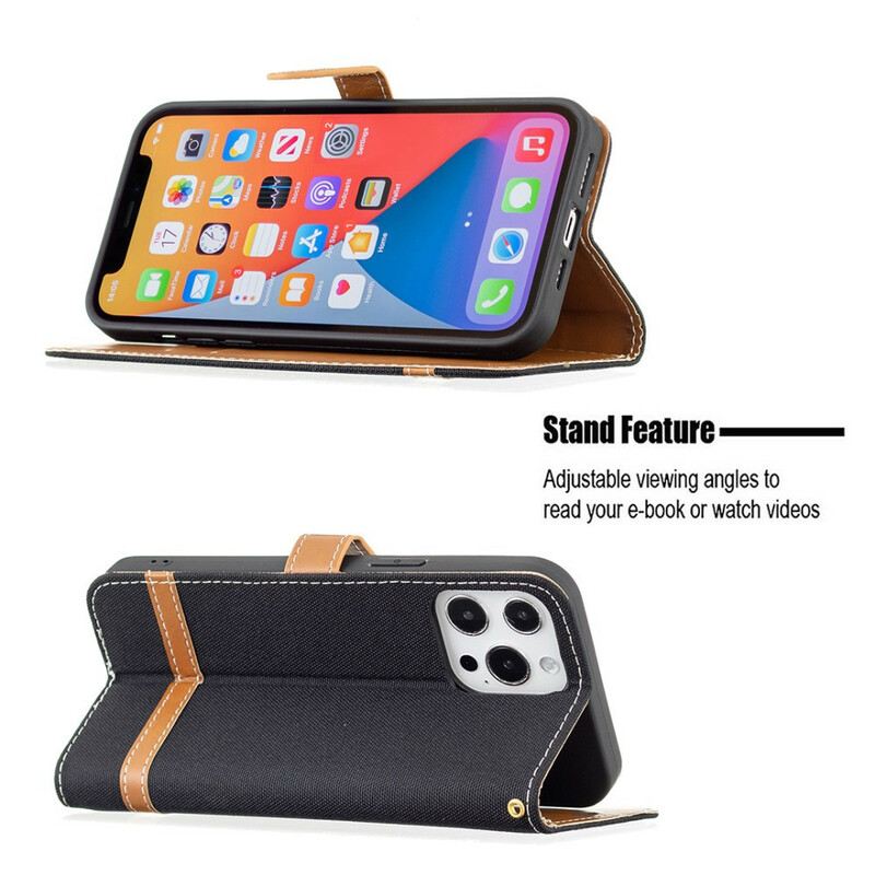 Futrola iPhone 13 Pro Max Remen S Efektom Tkanine I Kože