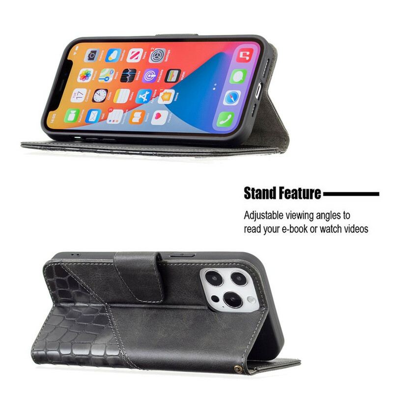 Kožna Futrola iPhone 13 Pro Max Klasični Efekt Krokodilske Kože