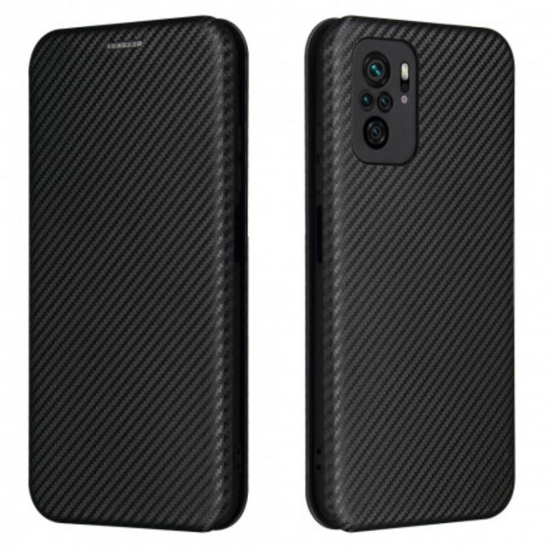 Flip Futrola Xiaomi Redmi Note 10 / 10S Kožna Futrola Karbonska Vlakna S Potpornim Prstenom