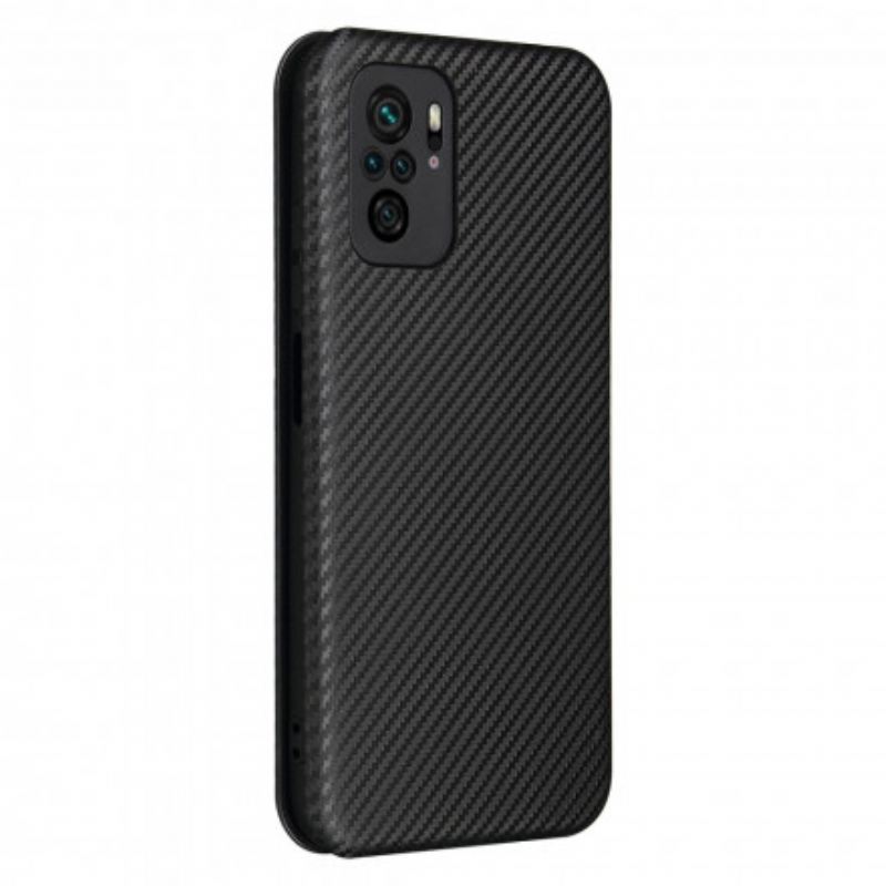 Flip Futrola Xiaomi Redmi Note 10 / 10S Kožna Futrola Karbonska Vlakna S Potpornim Prstenom