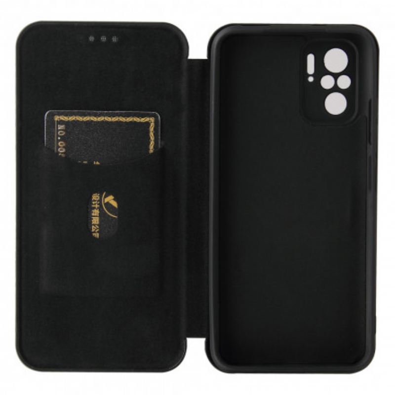 Flip Futrola Xiaomi Redmi Note 10 / 10S Kožna Futrola Karbonska Vlakna S Potpornim Prstenom