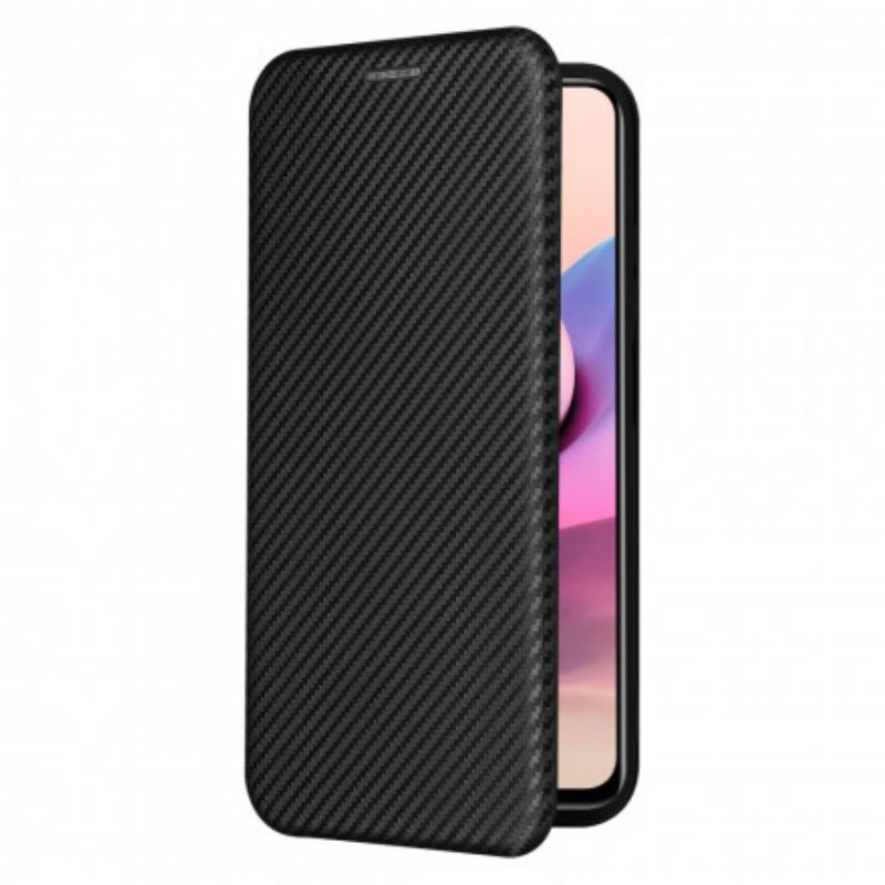 Flip Futrola Xiaomi Redmi Note 10 / 10S Kožna Futrola Karbonska Vlakna S Potpornim Prstenom