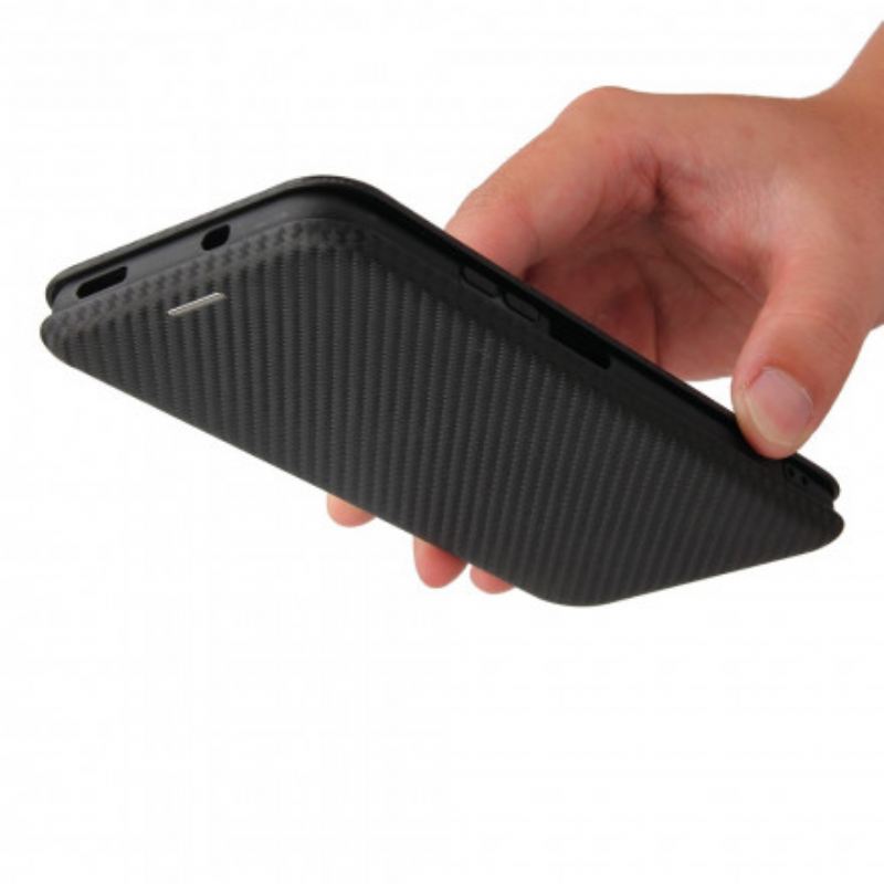 Flip Futrola Xiaomi Redmi Note 10 / 10S Kožna Futrola Karbonska Vlakna S Potpornim Prstenom