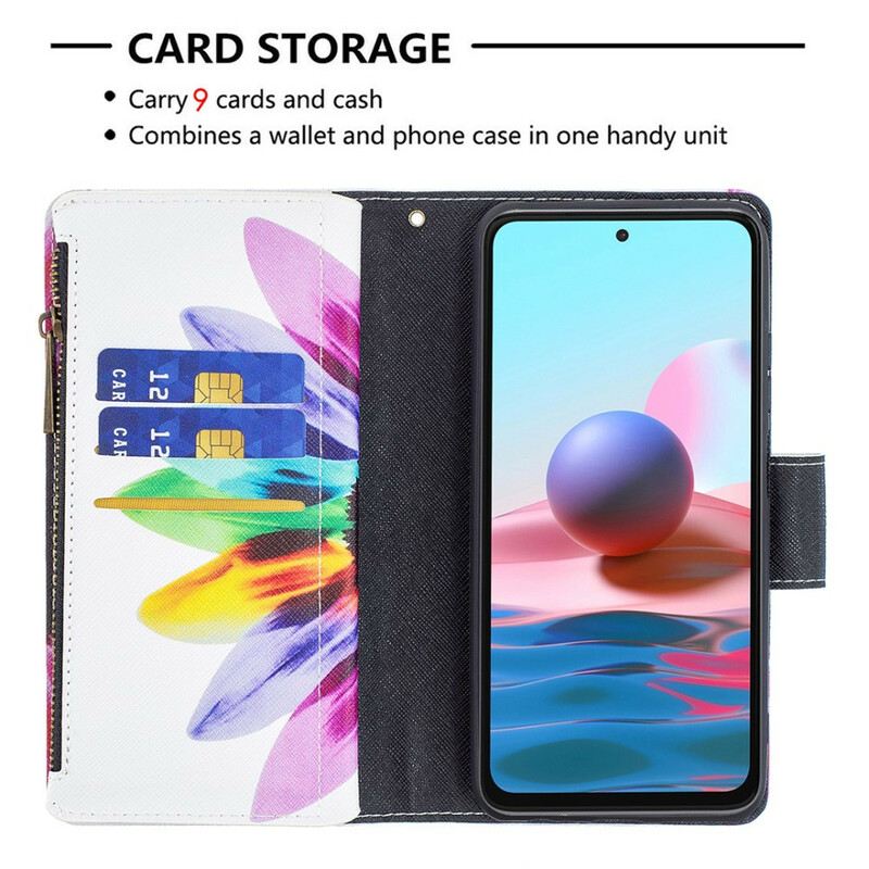 Futrola Xiaomi Redmi Note 10 / 10S Cvjetni Džep S Patentnim Zatvaračem