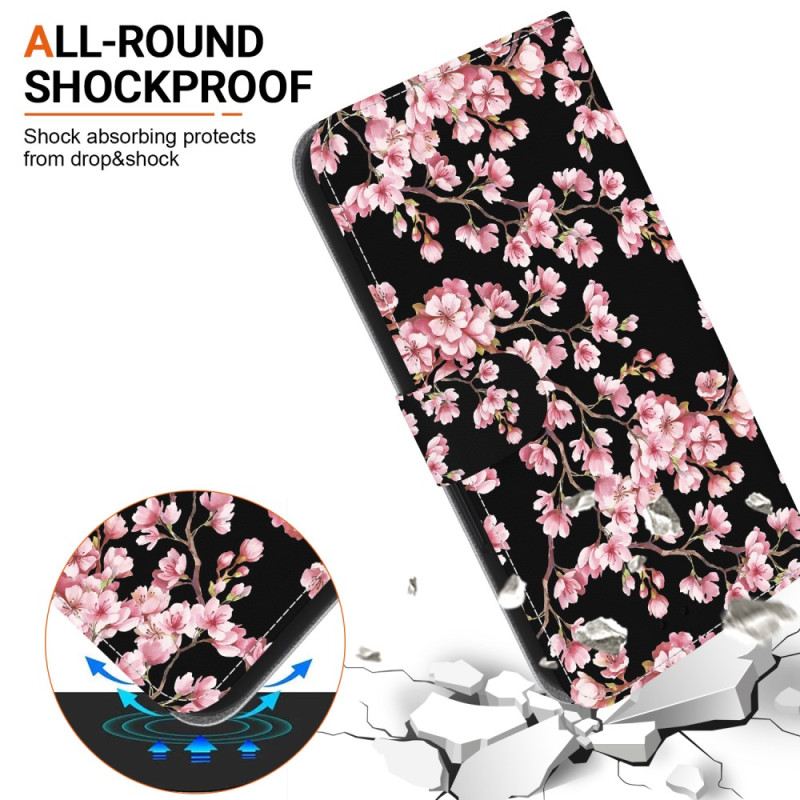 Flip Futrola Motorola Edge 50 Ultra Maskice Za Mobitele Cvjetovi Šljive S Remenom