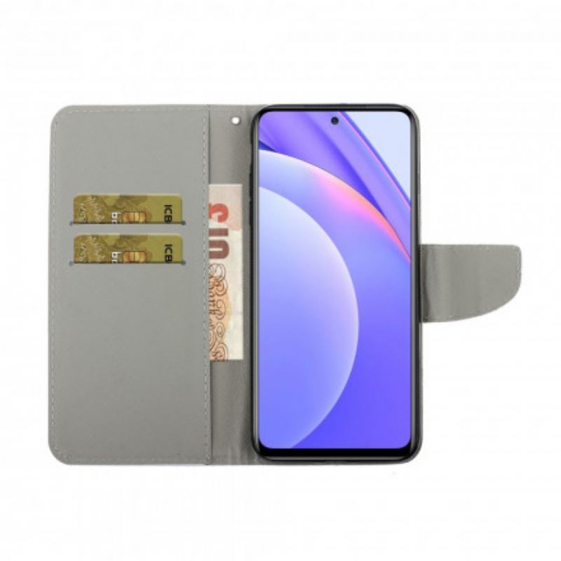 Kožna Futrola Xiaomi Redmi Note 9 Pro 5G Mramor I Šljokice S Remenom