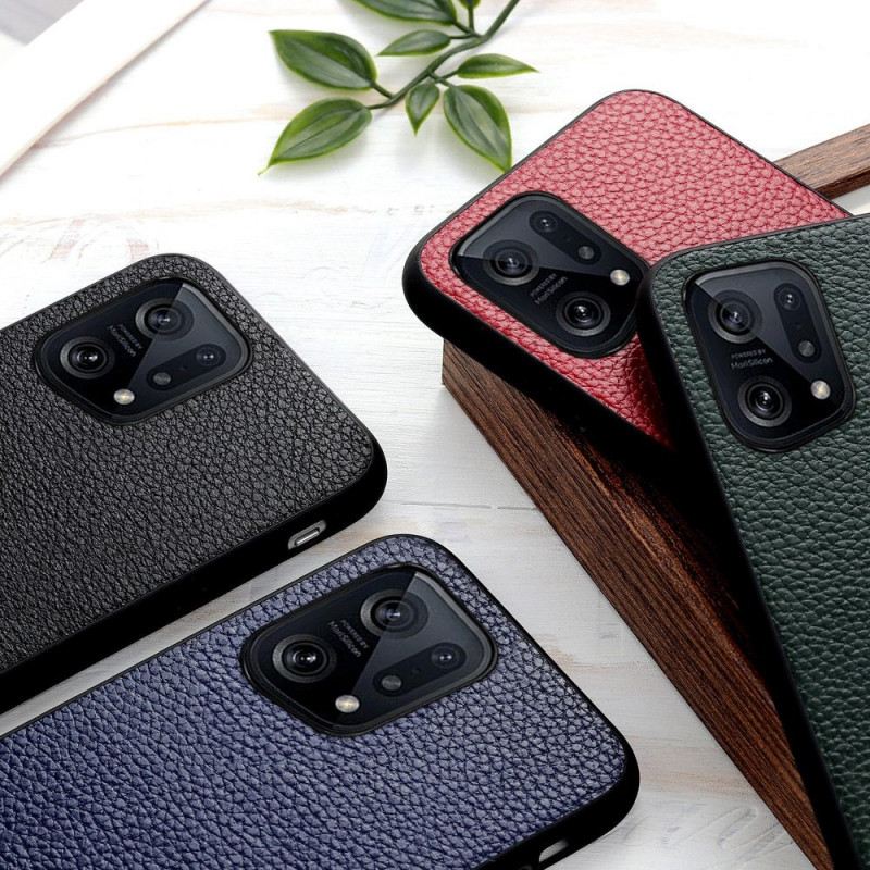 Maskica Oppo Find X5 Prava Litchi Koža