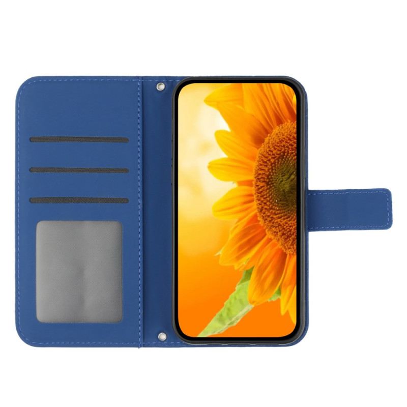 Kožna Futrola Za Realme 12 Plus 5g Suncokret S Remenom