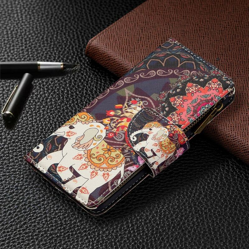 Kožna Futrola Huawei P Smart 2020 Džep S Patentnim Zatvaračem U Obliku Slona