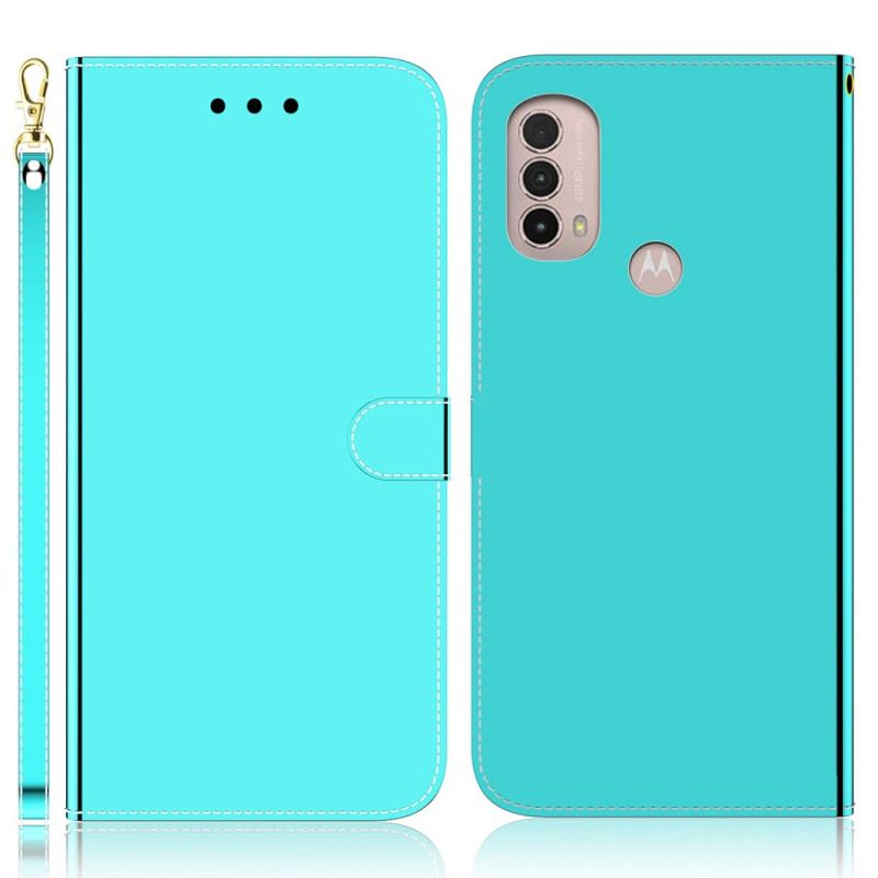 Kožna Futrola Moto E40 / E30 / E20 Poklopac Ogledala Od Umjetne Kože