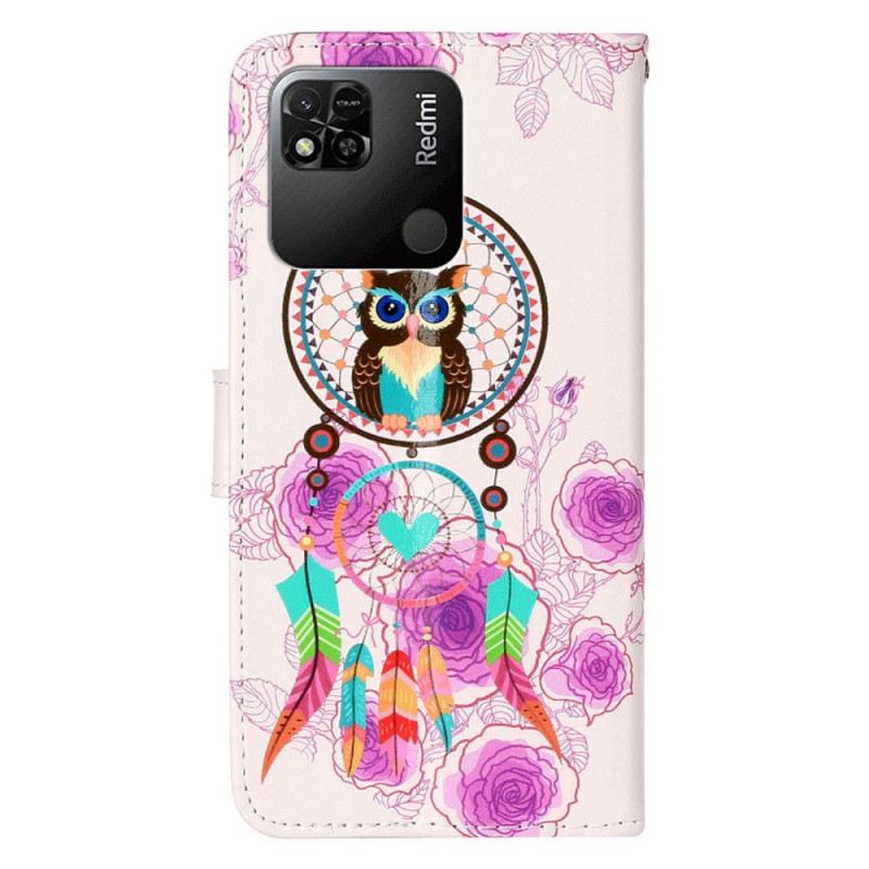 Kožna Futrola Xiaomi Redmi 10A Hvatač Snova Sova S Remenom