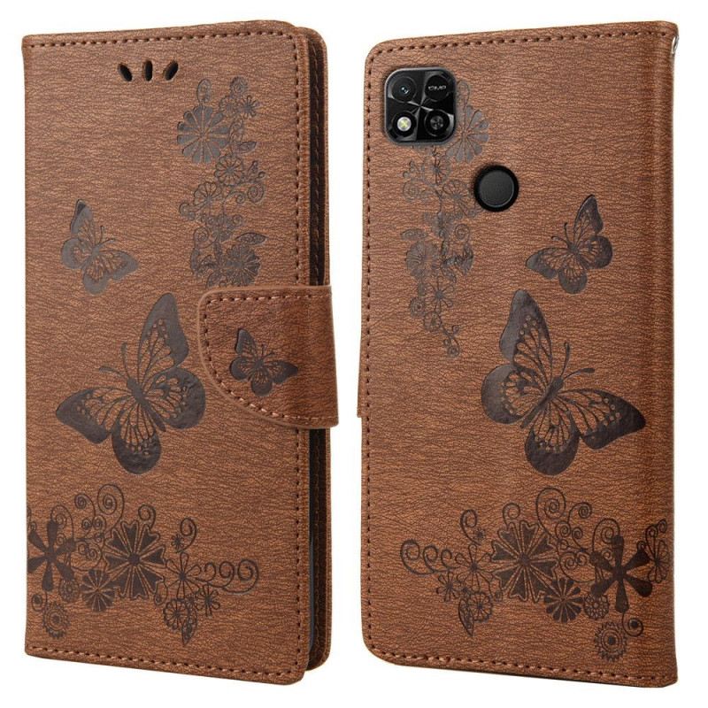 Kožna Futrola Xiaomi Redmi 10A Sjajni Leptiri Na Remenu