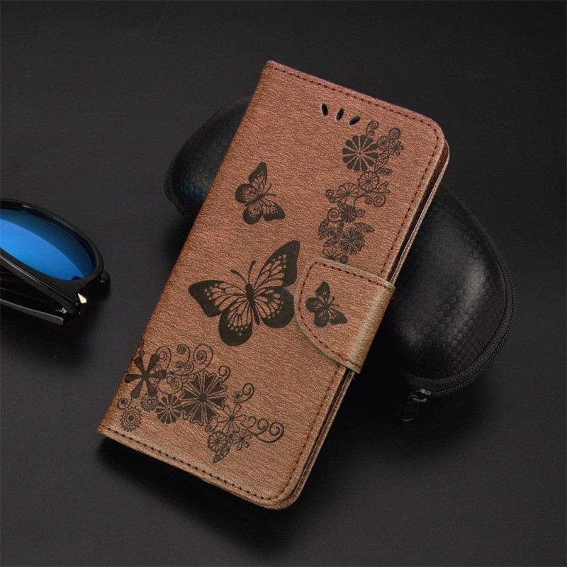 Kožna Futrola Xiaomi Redmi 10A Sjajni Leptiri Na Remenu