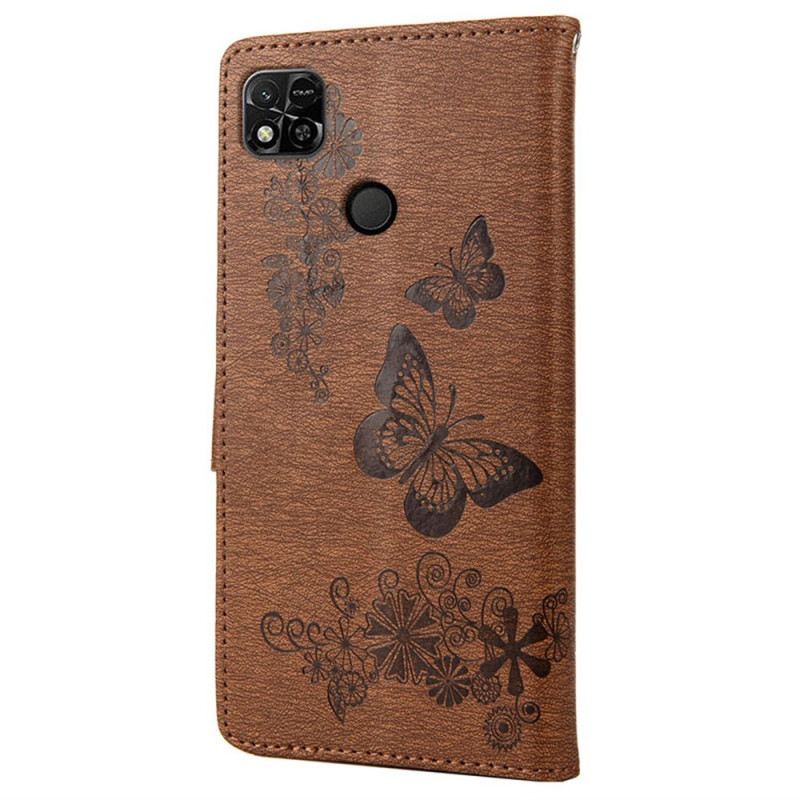 Kožna Futrola Xiaomi Redmi 10A Sjajni Leptiri Na Remenu