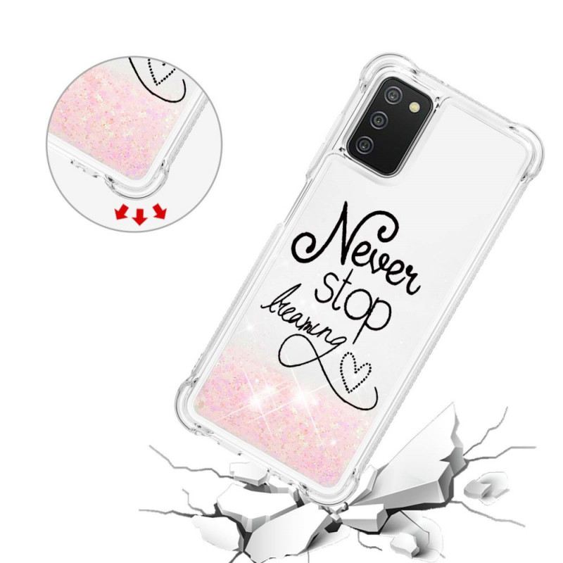 Maskica Samsung Galaxy A03s Never Stop Dreaming Glitter