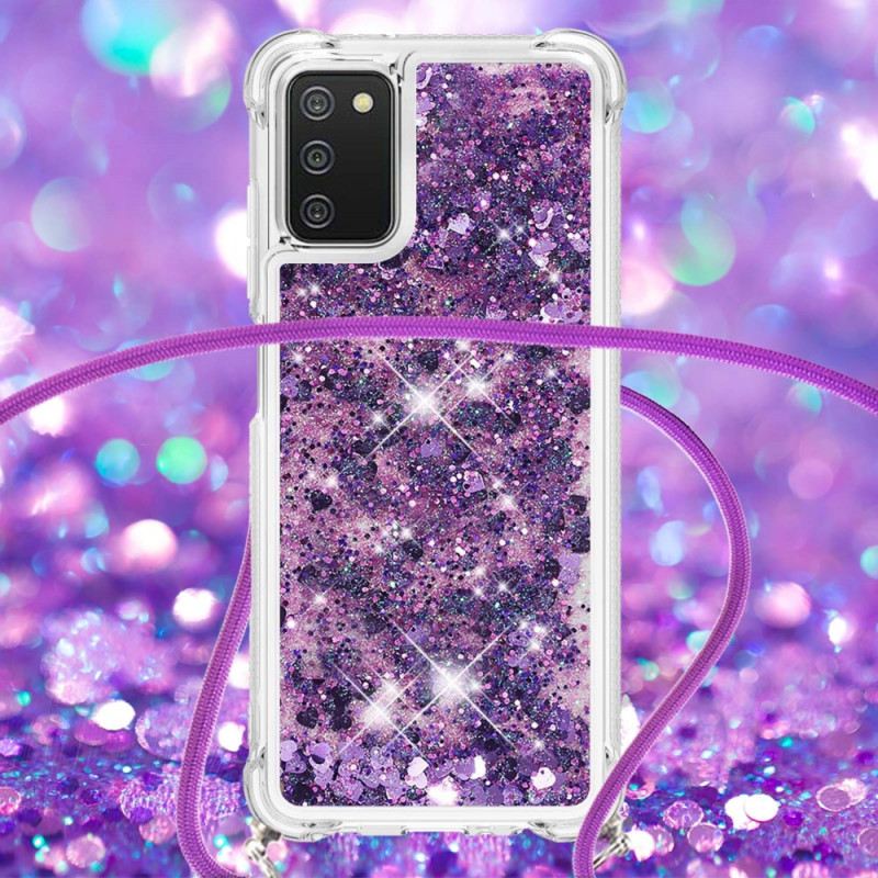 Maskica Samsung Galaxy A03s Šljokice S Uzicom