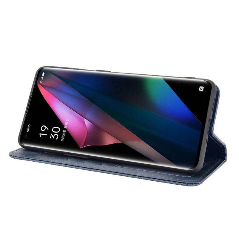 Flip Futrola Oppo Find X3 Pro Kožna Futrola Efekt Stilizirane Vintage Kože