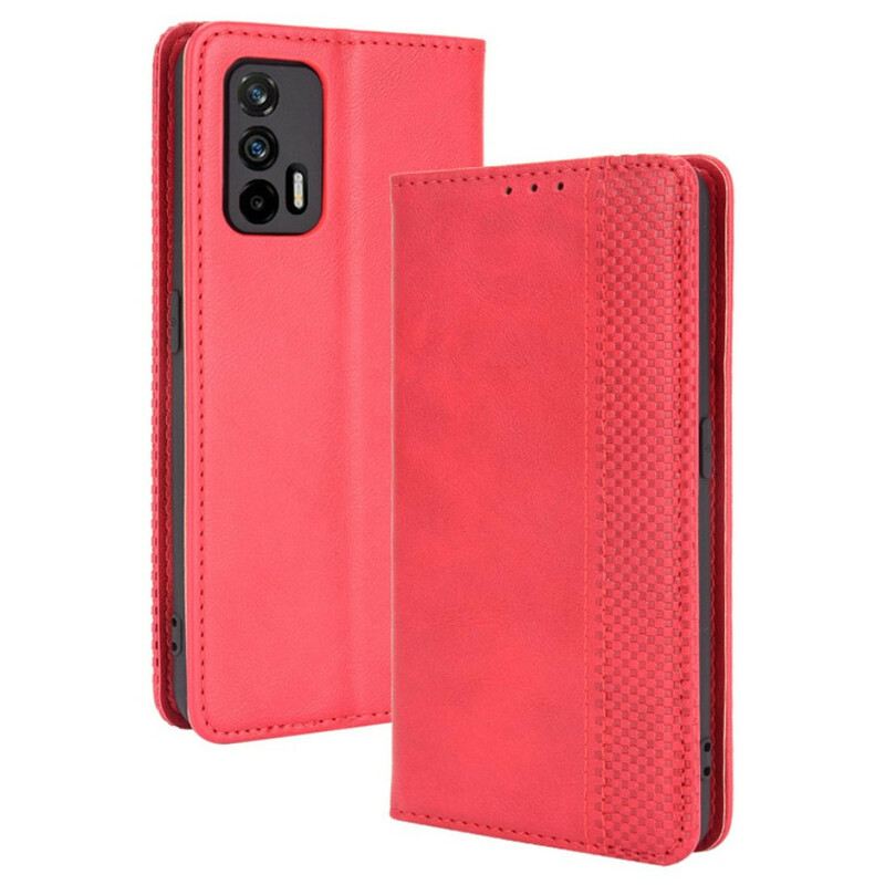 Flip Futrola Realme GT 5G Kožna Futrola Efekt Stilizirane Vintage Kože