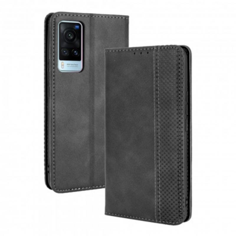 Flip Futrola Vivo X60 Kožna Futrola Efekt Stilizirane Vintage Kože