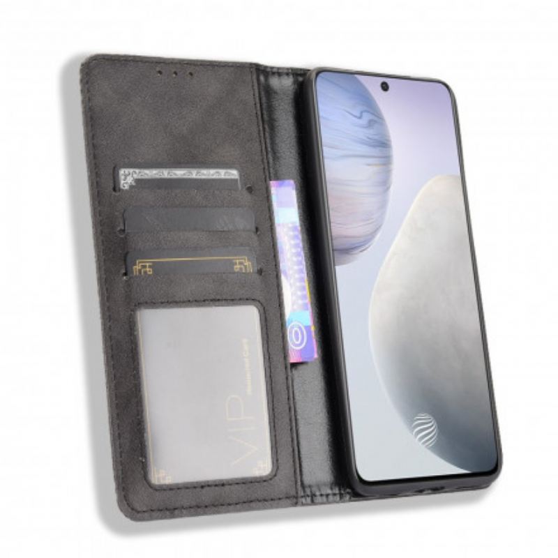 Flip Futrola Vivo X60 Kožna Futrola Efekt Stilizirane Vintage Kože