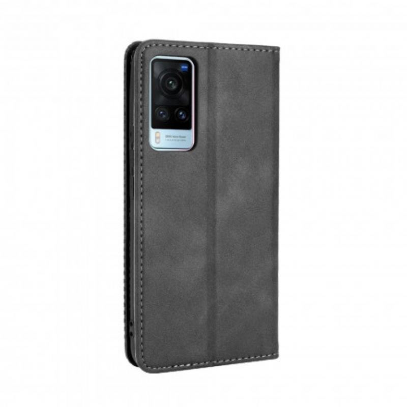 Flip Futrola Vivo X60 Kožna Futrola Efekt Stilizirane Vintage Kože