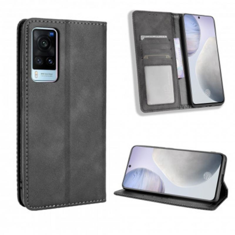 Flip Futrola Vivo X60 Kožna Futrola Efekt Stilizirane Vintage Kože