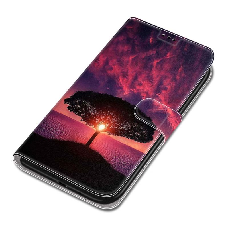 Kožna Futrola Samsung Galaxy S24 Plus 5g Crno Stablo Na Zalasku Sunca S Remenom
