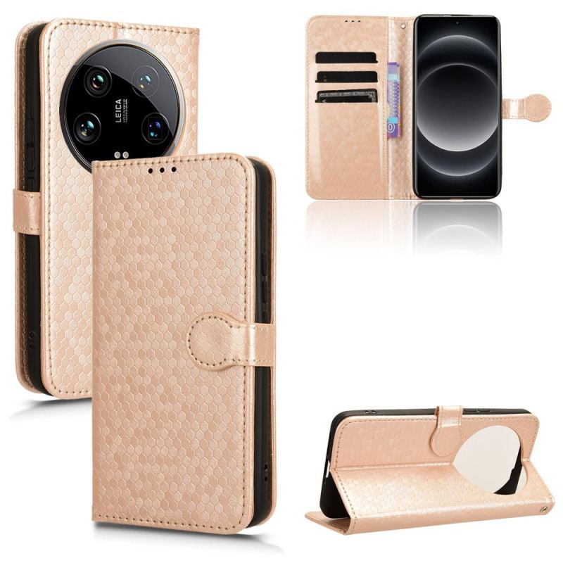 Kožna Futrola Za Xiaomi 14 Ultra Sjajne Točkice S Remenom
