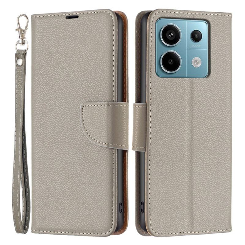 Kožna Futrola Za Xiaomi Redmi Note 13 Pro 4g Litchi Kožni Efekt S Remenom