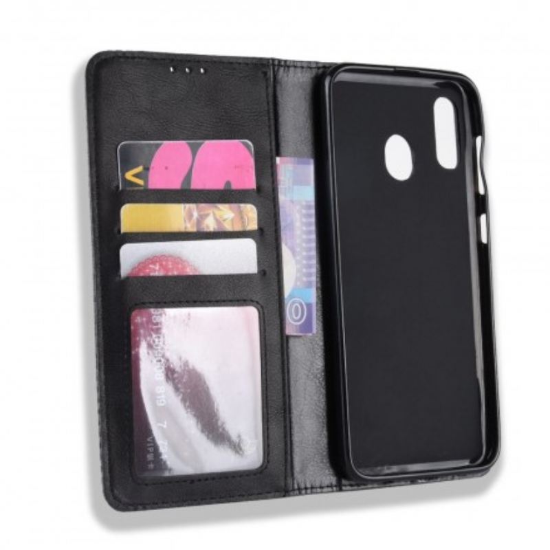 Flip Futrola Samsung Galaxy A40 Kožna Futrola Efekt Stilizirane Vintage Kože