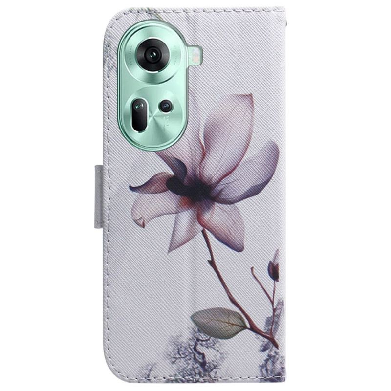Kožna Futrola Za Oppo Reno 11 5g Ružičasti Cvijet