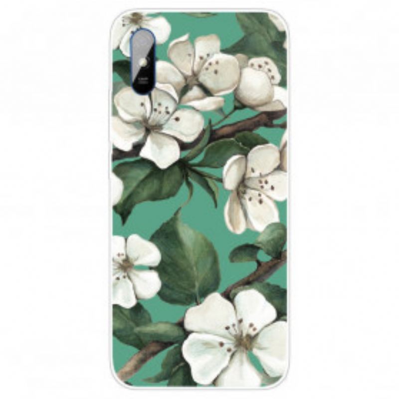 Maskica Xiaomi Redmi 9A Oslikano Bijelo Cvijeće