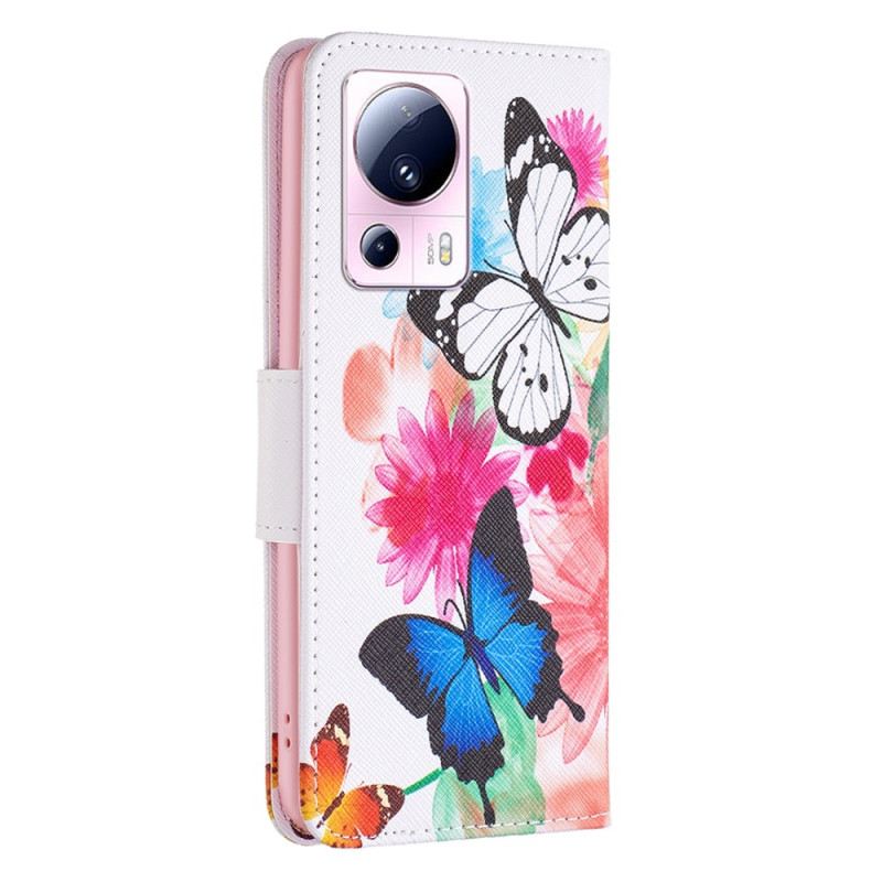 Kožna Futrola Xiaomi 13 Lite Akvarel Leptiri