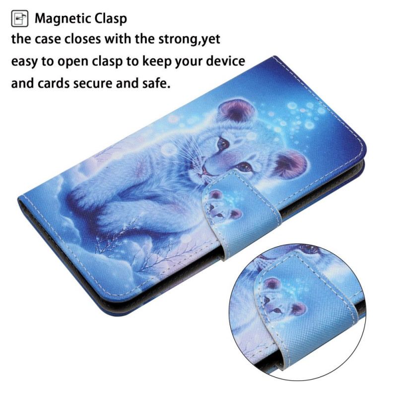 Kožna Futrola Samsung Galaxy A13 Bijeli Tigar S Uzicom