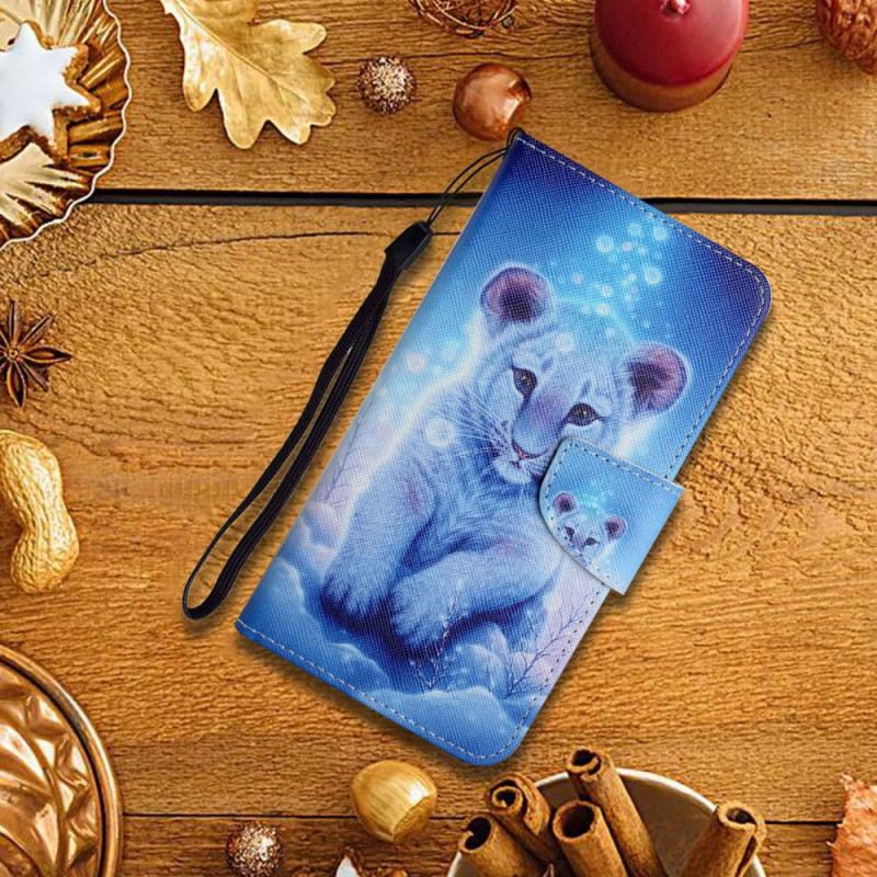 Kožna Futrola Samsung Galaxy A13 Bijeli Tigar S Uzicom