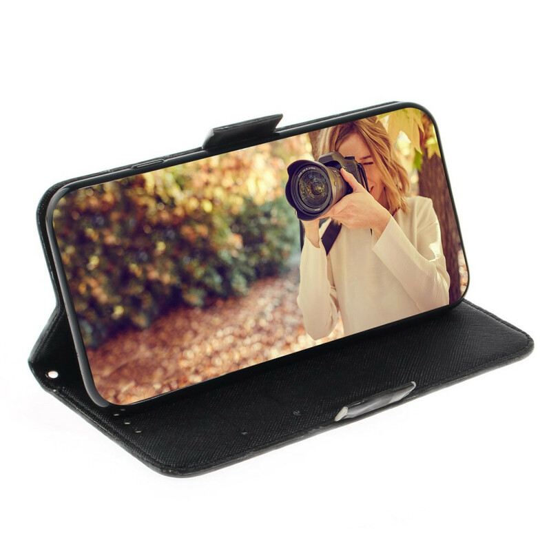 Kožna Futrola Xiaomi Redmi 9C Siva Mačka S Remenom