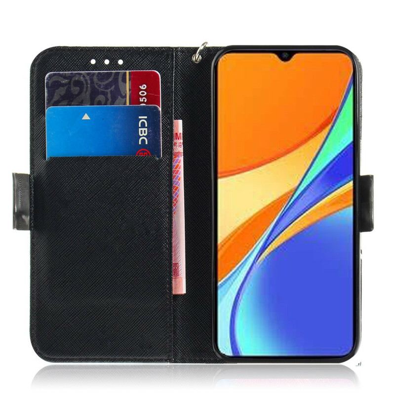 Kožna Futrola Xiaomi Redmi 9C Siva Mačka S Remenom