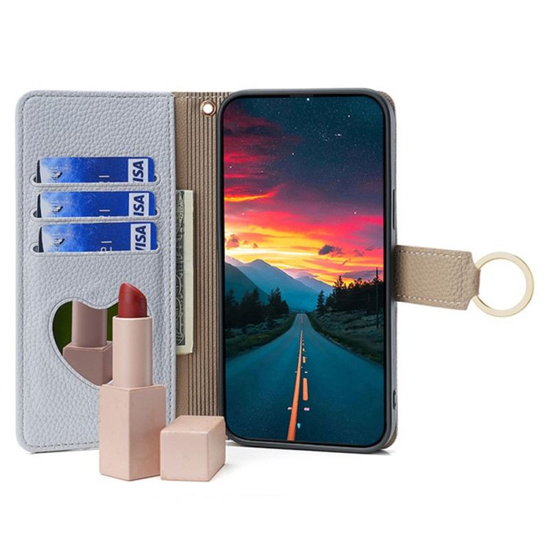 Kožna Futrola Za Realme 12 Pro / 12 Pro Plus Ogledalo I Lanac