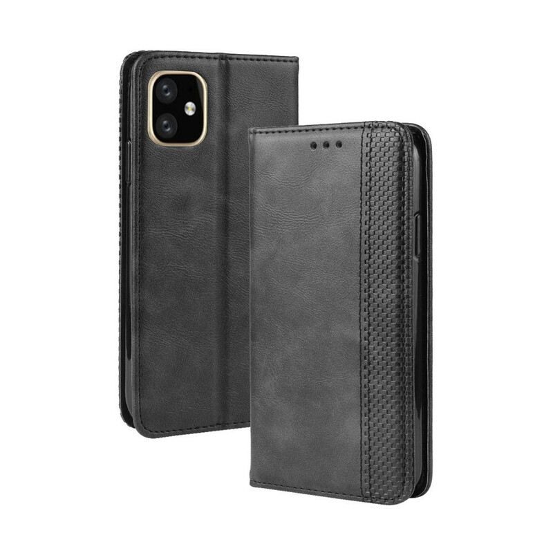 Flip Futrola iPhone 11 Pro Max Kožna Futrola Efekt Stilizirane Vintage Kože