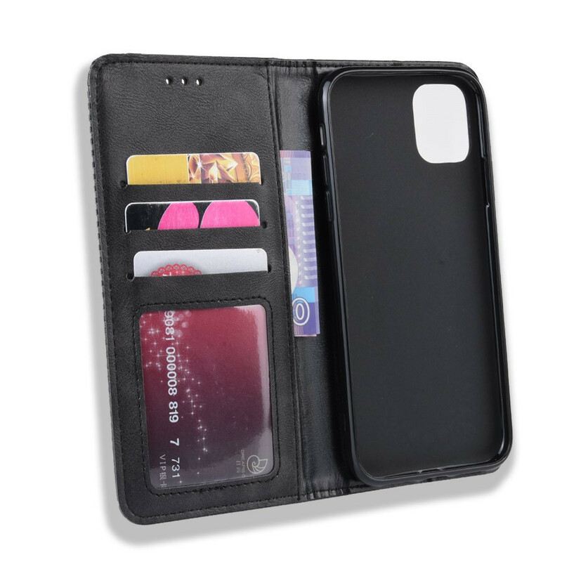Flip Futrola iPhone 11 Pro Max Kožna Futrola Efekt Stilizirane Vintage Kože
