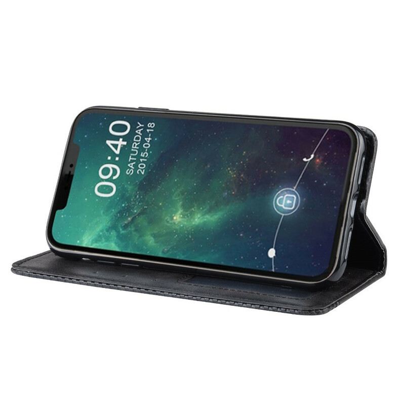 Flip Futrola iPhone 11 Pro Max Kožna Futrola Efekt Stilizirane Vintage Kože