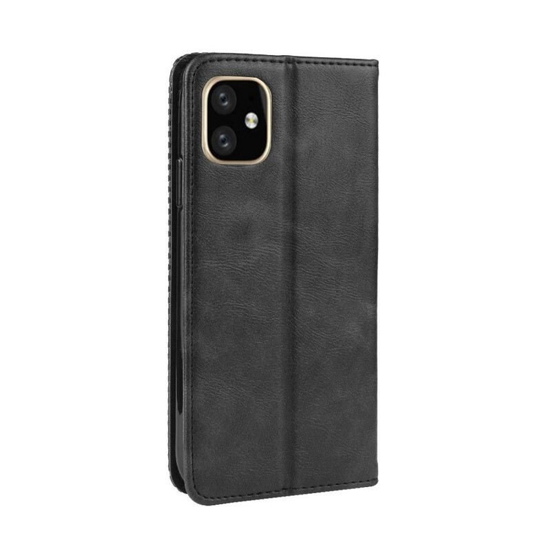Flip Futrola iPhone 11 Pro Max Kožna Futrola Efekt Stilizirane Vintage Kože