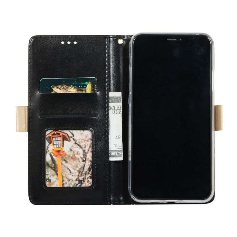 Kožna Futrola iPhone 11 Pro Max Novčanica S Čipkastim Remenom