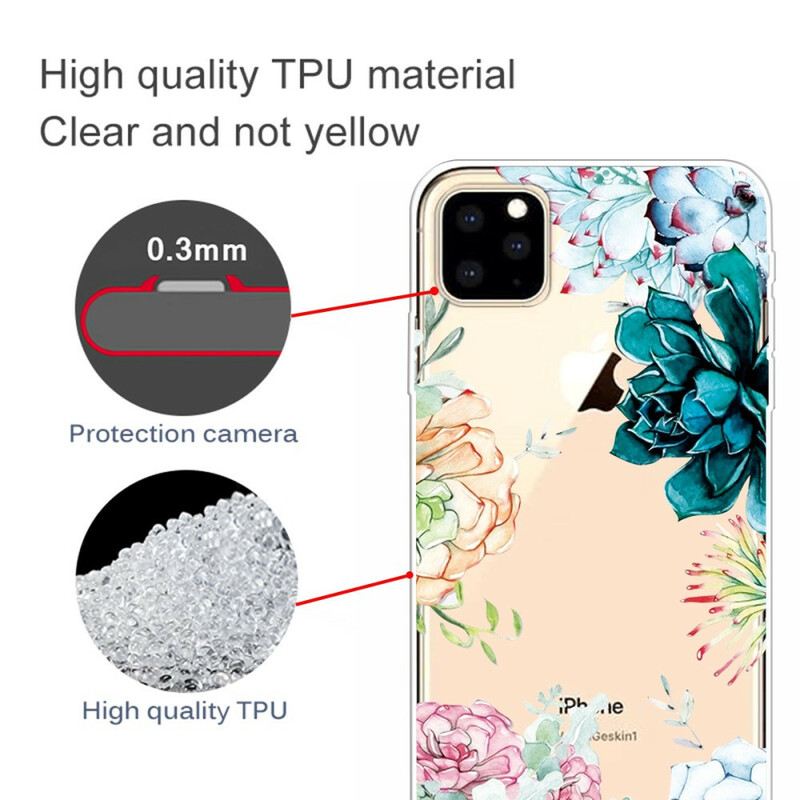 Maskica iPhone 11 Pro Max Bešavno Cvijeće U Akvarelu
