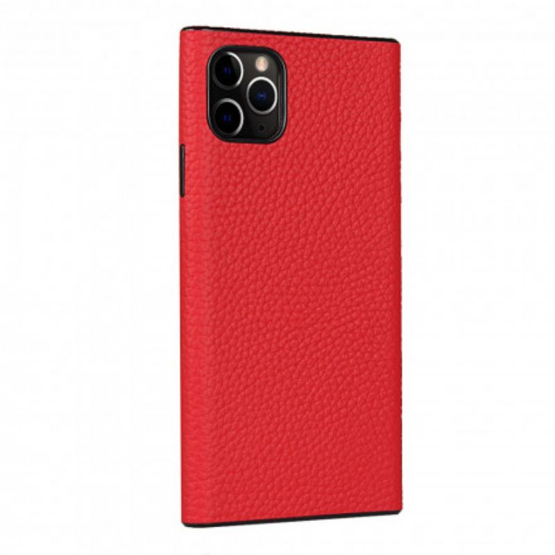 Maskica iPhone 11 Pro Max Prava Litchi Koža S Remenom