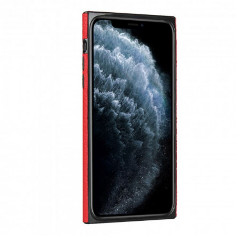 Maskica iPhone 11 Pro Max Prava Litchi Koža S Remenom