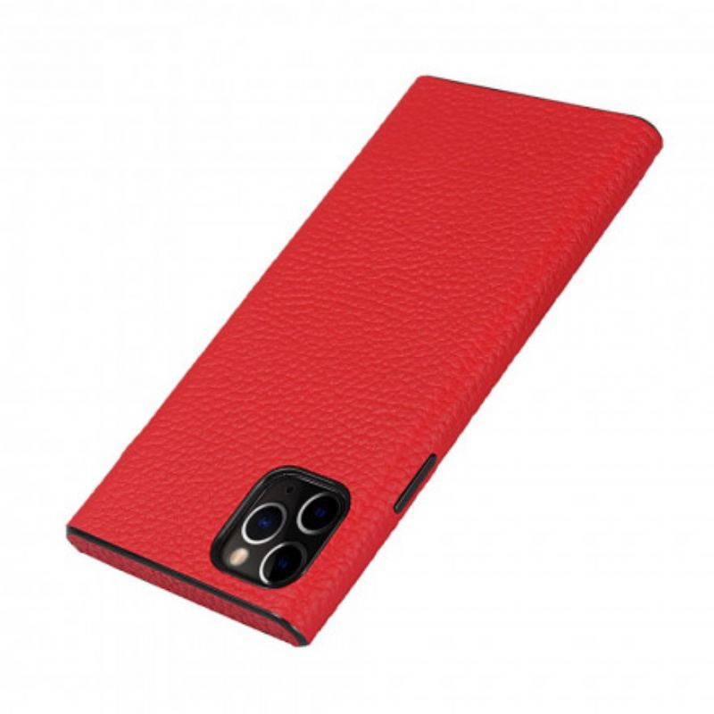 Maskica iPhone 11 Pro Max Prava Litchi Koža S Remenom